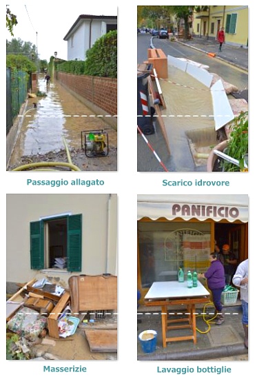 MARINA DI CARRARA (Alluvione del 5/11/2014) - Collage fotografico dei danni verificatisi nella "zona rossa" (3)