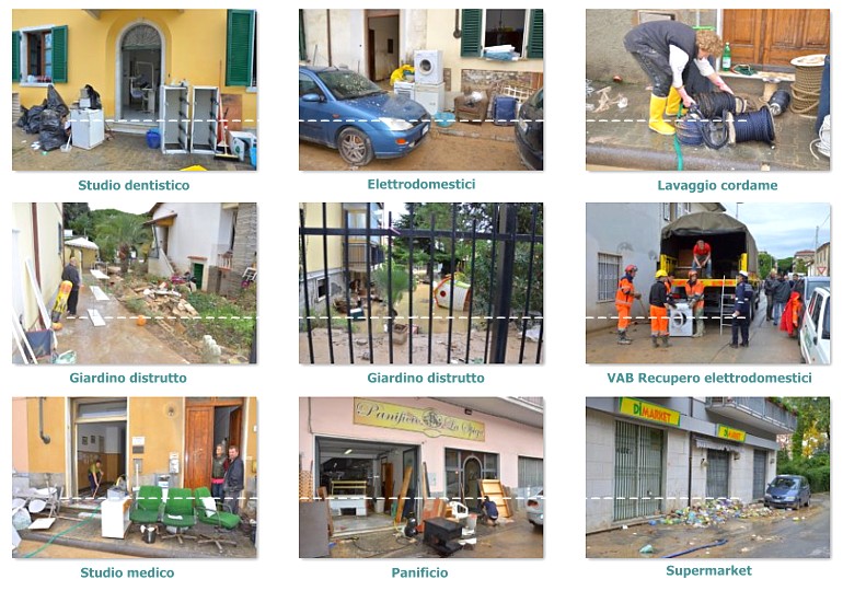 MARINA DI CARRARA (Alluvione del 5/11/2014) - Collage fotografico dei danni verificatisi nella "zona rossa" (6)