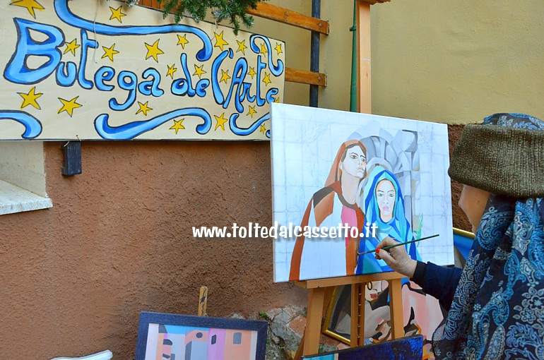 LERICI (Presepe vivente) - Pittrice al lavoro nella bottega dell'arte che in dialetto lericino fa "Butega de l'Arte"