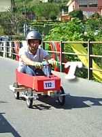 RICCO' DEL GOLFO (Cronodiscesa Casella-Valdipino 2012) - Sul rettilineo d'arrivo il carrettino gommato n. 112, uno dei pi piccoli in gara