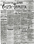 GAZZETTA DELLO SPORT - Il primo numero del 7 aprile 1896 "tirato" in 20.000 copie. La Gazzetta, stampata su carta verde chiaro, fu il primo giornale in Europa a trattare tutti i rami dello sport