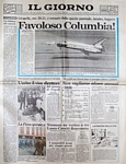 IL GIORNO del 15 Aprile 1981 - Una grande fotografia in prima pagina dedicata allo storico primo volo orbitale dello Space Shuttle Columbia