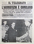 IL TELEGRAFO del 9 settembre 1943 - L'armistizio dell'Italia con le Nazioni Alleate  concluso (8 settembre 1943)