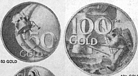 Monete d'oro 900/1000 - Coniazione speciale emessa a celebrazione dello sbarco sulla Luna del 20 luglio 1969