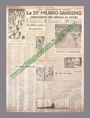 IL NUOVO CITTADINO del 19 marzo 1948 - Presentazione della 39 Milano-Sanremo