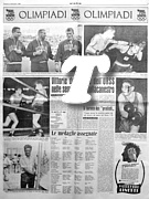STADIO del 2 settembre 1960 - Olimpiadi di Roma, per la prima volta, tre atleti della stessa nazione salgono sul podio contemporaneamente. L'impresa  realizzata dai pesisti USA Nieder (1) - O'Brien (2) e Long (3)