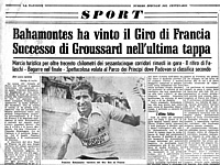 LA NAZIONE del 19 luglio 1959 (numero speciale del centanario) - Lo spagnolo Federico Martin Bahamontes vince la 46 edizione del Tour de France
