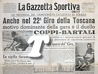 LA GAZZETTA SPORTIVA dell'11 aprile 1948 - Sfida tra Coppi e Bartali attesa nel 22 Giro della Toscana
