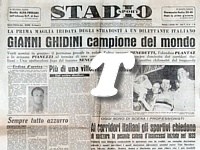 STADIO del 2 settembre 1951 - A Varese Gianni Ghidini  campione del mondo di ciclismo su strada, categoria dilettanti