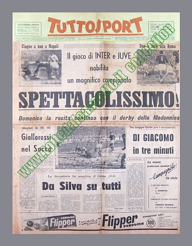 TUTTOSPORT del 18 febbraio 1963 - Nel campionato di calcio spettacolissimo al Fuorigrotta dove l'Inter travolge il Napoli per 5-1. E la prossima domenica ci sar il derby della Madonnina...